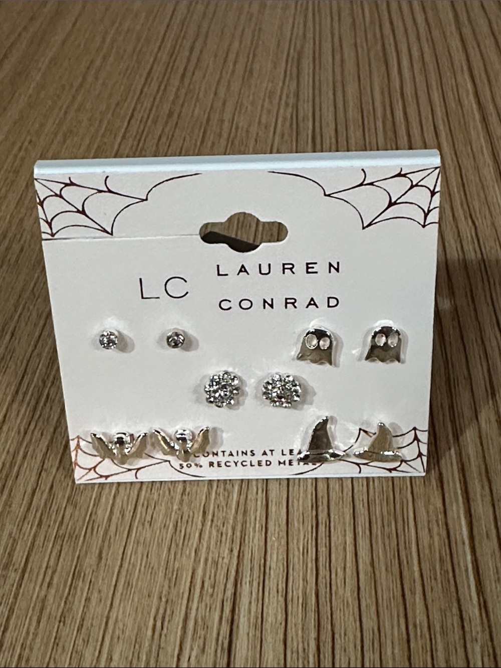 5 Pairs Of Halloween Silver Stud Earrings